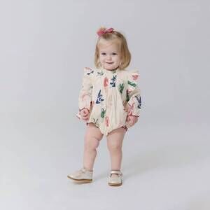 NEW PINK CHICKEN girls' harper bubble romper in woodland fairies